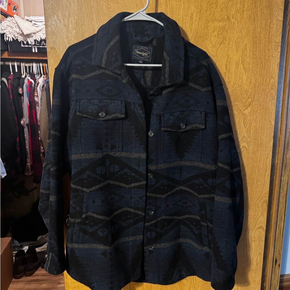 Threadgrit Black and Gray Women's Pea Coat